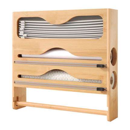 Dozator de hârtie de bucătărie și folie de aluminiu, montat pe perete, cu tăietor