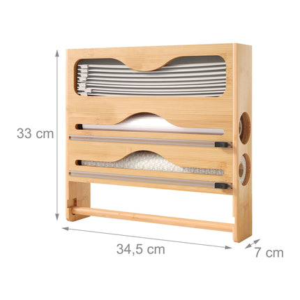 Dozator de hârtie de bucătărie și folie de aluminiu, montat pe perete, cu tăietor