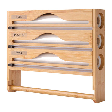 Dispenser de hârtie de bucătărie și folie de aluminiu, montat pe perete, cu tăietor