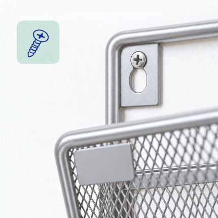 Wall-Mounted Magazine Holder with 4 Tiers, Silver Iron, Screws Included