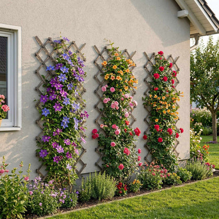 Spalier pentru plante montat pe perete, extensibil XXL, format din 3 piese