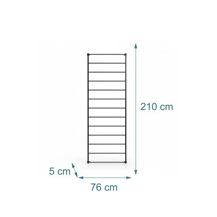 Wall-Mounted Steel Trellis for Climbing Plants, 210 x 76 cm, Black