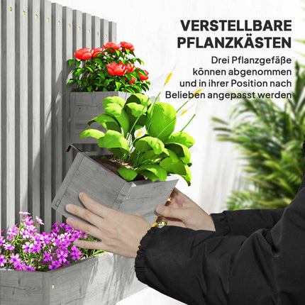 Set de jardiniere din lemn, montate pe perete, reglabile, 60x16x80 cm
