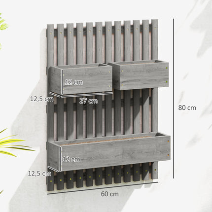 Set de jardiniere din lemn, montate pe perete, reglabile, 60x16x80 cm