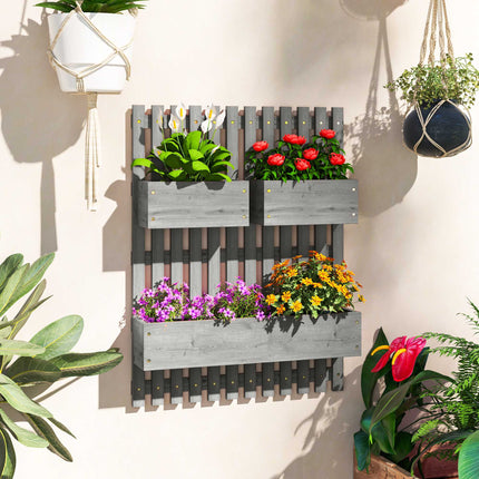 Set de jardiniere din lemn, montate pe perete, reglabile, 60x16x80 cm