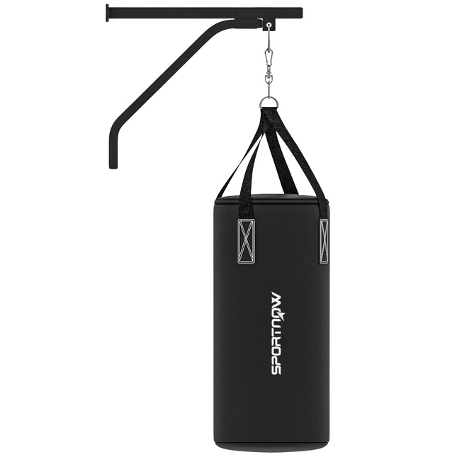 Suport pentru saci de box, fixat pe perete, cu mănuși, curele de mână și cârlig rotativ la 360°, suport reglabil pentru sac de box, sac de nisip, oțel, negru