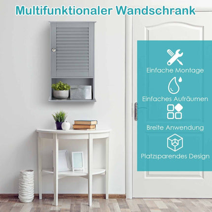 Wall cabinet bathroom cabinet wall cabinet with adjustable shelf gray