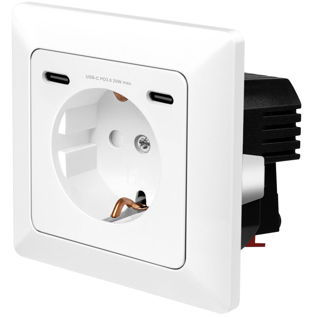 Wall outlet 230V with 2xUSB-C PD 25W