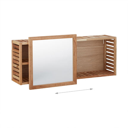 Wall shelf in walnut with mirror