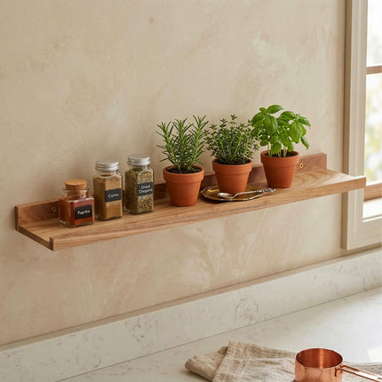 Walnut Wall Picture Ledge Shelf – Raised Front Edge