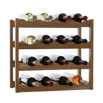 Suport de vinuri din lemn de nuc, capacitate 16 sticle, design compact