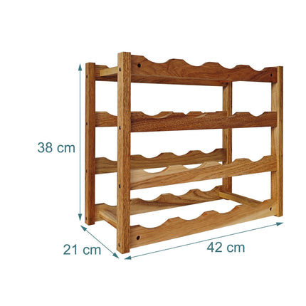 Suport de vinuri din lemn de nuc, capacitate 16 sticle, design compact