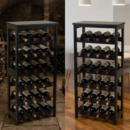 Walnut Wood Wine Rack for 24 Bottles with Top Shelf, 82 cm, Natural