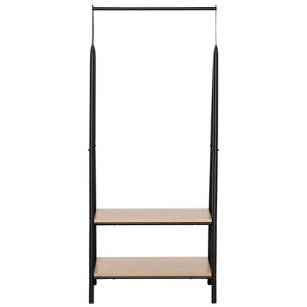 Clothes rack with shoe storage, metal & wood, black/natural