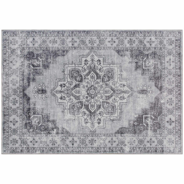 Covor lavabil antiderapant din flanel, 230x160cm, gri