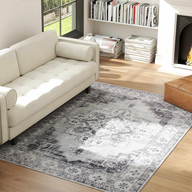 Covor lavabil antiderapant din flanel, 230x160cm, gri