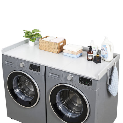 Washer Dryer Countertop 137 x 69.9 cm, White, Hooks