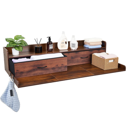 Washer Dryer Countertop with Shelf, 2 Drawers, Hooks, 137 x 69.9 cm