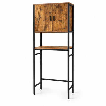 Washing Machine Cabinet with 2 Compartments, 170 cm, Rustic Brown/Black