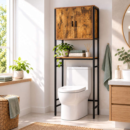 Washing Machine Cabinet with 2 Compartments, 170 cm, Rustic Brown/Black