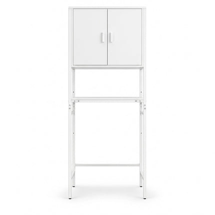 Washing Machine Cabinet with 2 Compartments – White, 170 x 64 x 27 cm