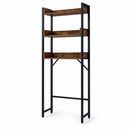 Washing Machine Shelf 166 cm with 3 Shelves, Black, Rustic Brown