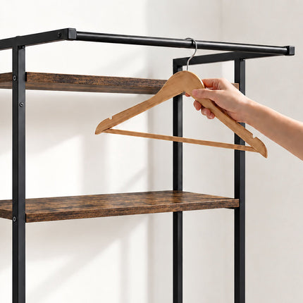 Washing Machine Shelf with 3 Shelves, 161 x 66 x 40 cm, Black, Rustic Brown