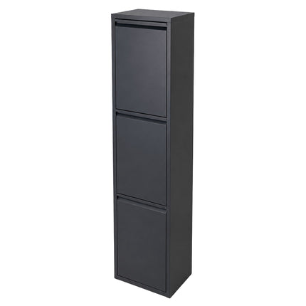 Waste Separation Bin 3 x 18 l with Tilt Function, Anthracite, Wall-Mountable