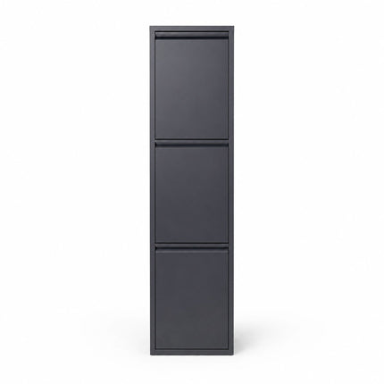 Waste Separation Bin 3 x 18 l with Tilt Function, Anthracite, Wall-Mountable