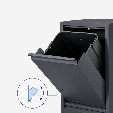 Waste Separation Bin 3 x 18 l with Tilt Function, Anthracite, Wall-Mountable