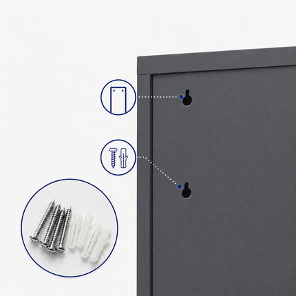 Waste Separation Bin 3 x 18 l with Tilt Function, Anthracite, Wall-Mountable