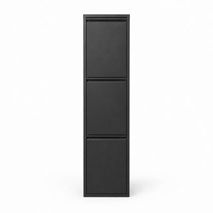 Waste Separation Bin 3 x 18 l with Tilt Function, Black, Wall-Mountable