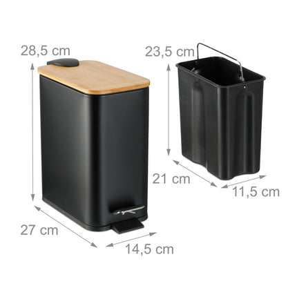 Recipient pentru gunoi pentru baie 5 litri cu capac din bambus