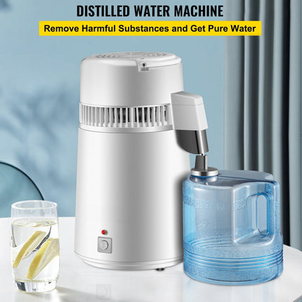 Water Distiller, 4L 750W Stainless Steel, Collection Bottle