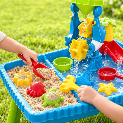 Water Play Table with Stool and 37-Piece Accessory Set, 2 Compartments