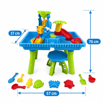 Water Play Table with Stool and 37-Piece Accessory Set, 2 Compartments