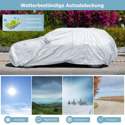 Husă auto impermeabilă cu ușă cu fermoar, 483x191x153 cm, argintiu