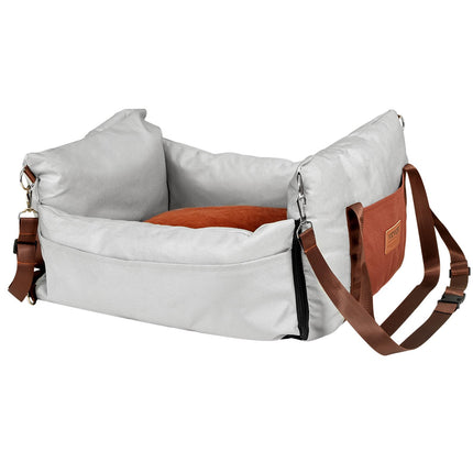 Waterproof Dog Car Seat with Safety Leash, 25 lb, Gray