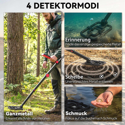 Detector de metale pliabil, impermeabil, cu LCD și căști