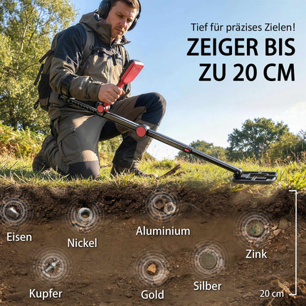 Detector de metale pliabil, impermeabil, cu LCD și căști