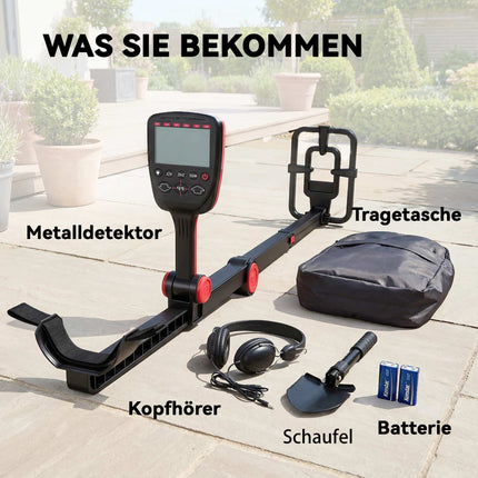 Detector de metale pliabil, impermeabil, cu LCD și căști