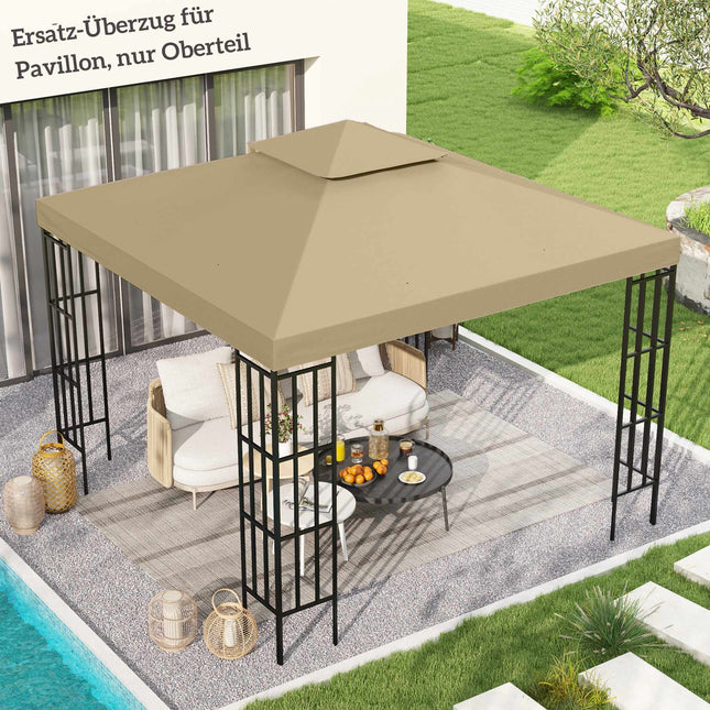 Acoperiș de schimb impermeabil pentru pavilion 3x3m, grilaj dublu bej