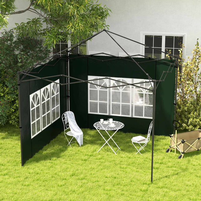 Pereți laterali impermeabili pentru pavilion cu ferestre, pachet de 2, verde