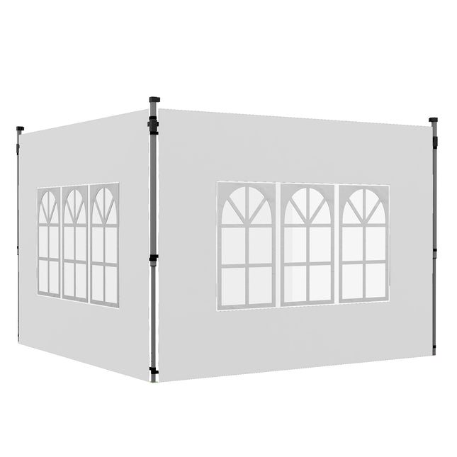 Pereți laterali impermeabili pentru pavilion cu ferestre, 3x3/3x4 m, albi