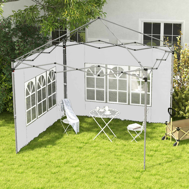 Pereți laterali impermeabili pentru pavilion cu ferestre, 3x3/3x4 m, albi