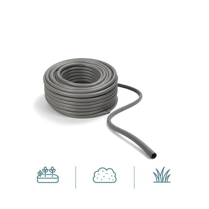 Weatherproof Fabric Garden Hose, Grey, UV-Resistant, 1/2-Inch