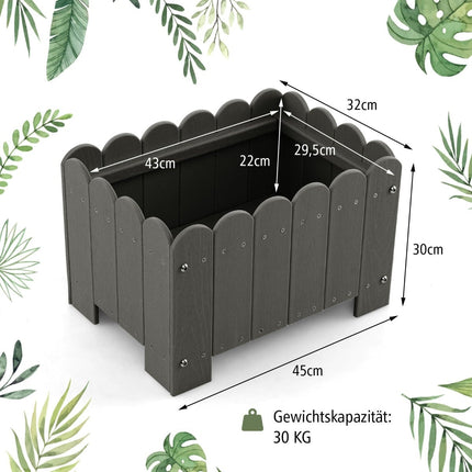 Set jardiniere HDPE rezistente la intemperii, 45x32x30 cm, gri