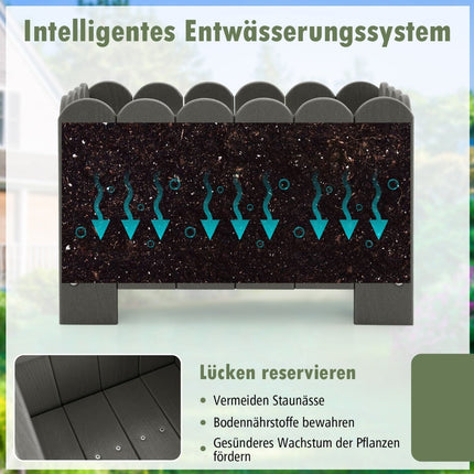 Set jardiniere HDPE rezistente la intemperii, 45x32x30 cm, gri