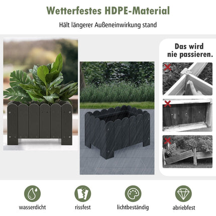 Set jardiniere HDPE rezistente la intemperii, 45x32x30 cm, gri