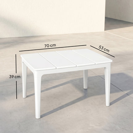 Masă laterală de exterior din plastic rezistentă la intemperii, 70x53 cm, capacitate 35 kg